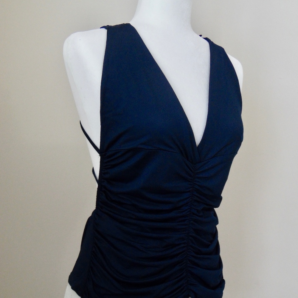 Navy Blue Lace Top